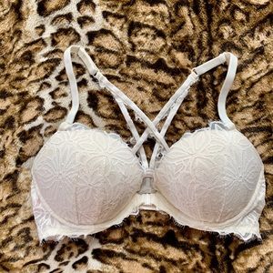 VS Pink Padded lace crisscross Bra 36D.